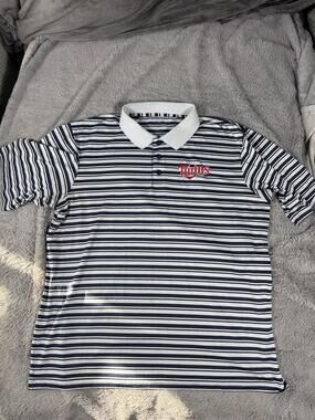 Minnesota Twins Polo Shirt Mens XL Blue White MLB Baseball Striped Short Sleeve